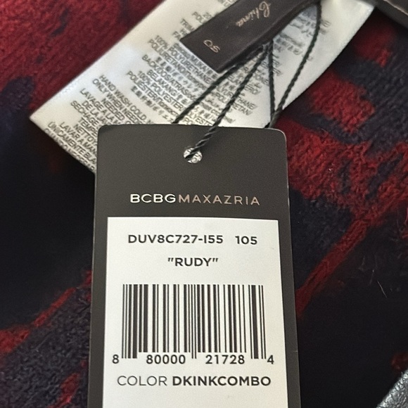 BCBGMAXAZRIA RUDY Ink Combo Collarless Open Front Asymmetric Wool Cape Wrap NEW - Picture 9 of 10